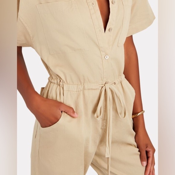 Enza Costa / cotton utility jumpsuit in beige khaki size 0 extra Small - Picture 7 of 9